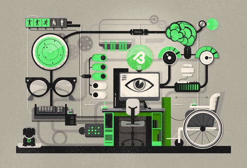A fun Rube-Goldberg-like of a machine illustrating the relationship between accessibility, SEO and AI readability, and website performance.
